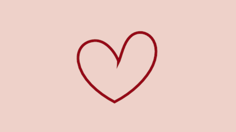 Pink background with a red heart