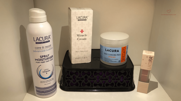 Aldi Skin Care in a white box with two items stood on a black box